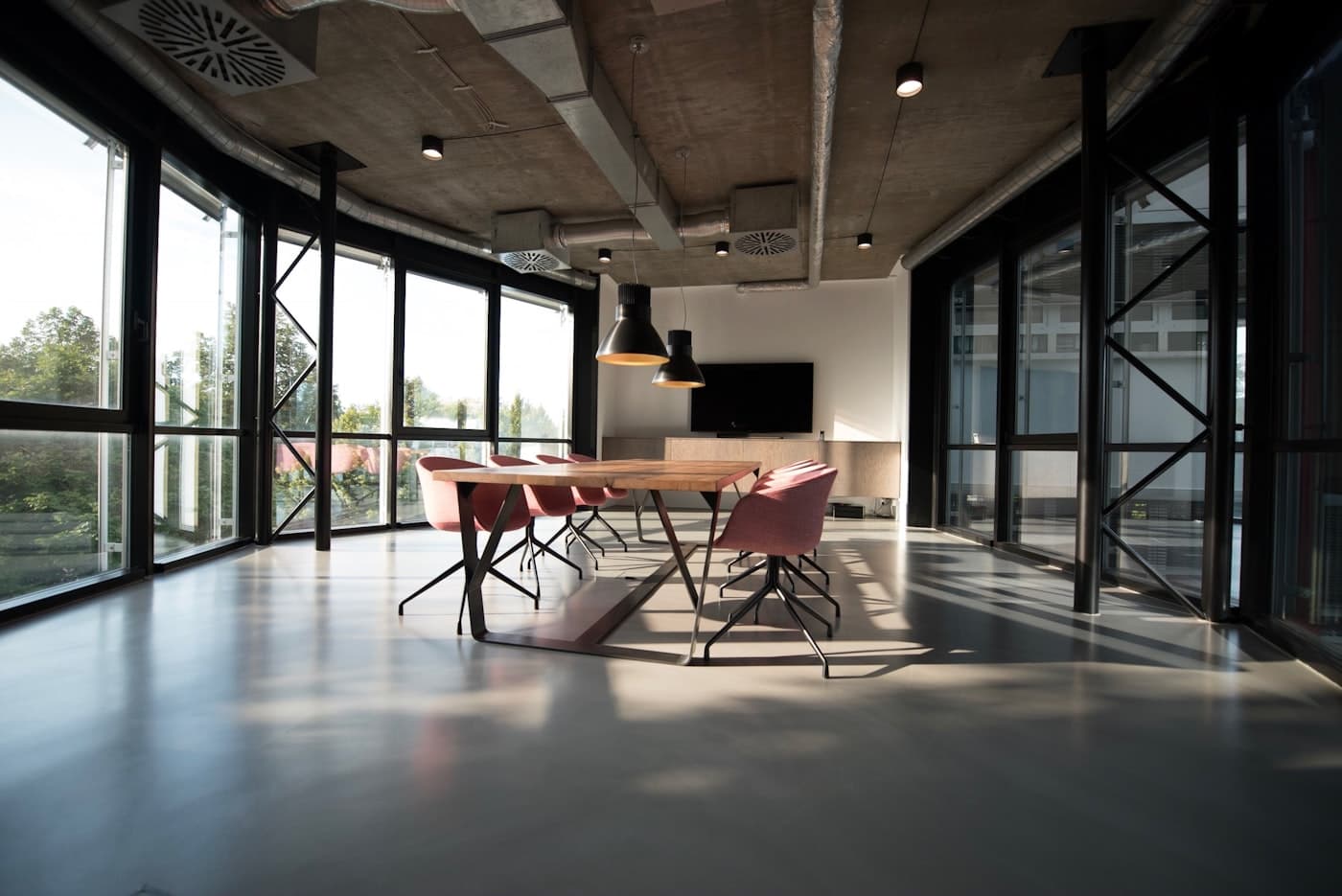 Work table with a floor plan and notes in a quiet room